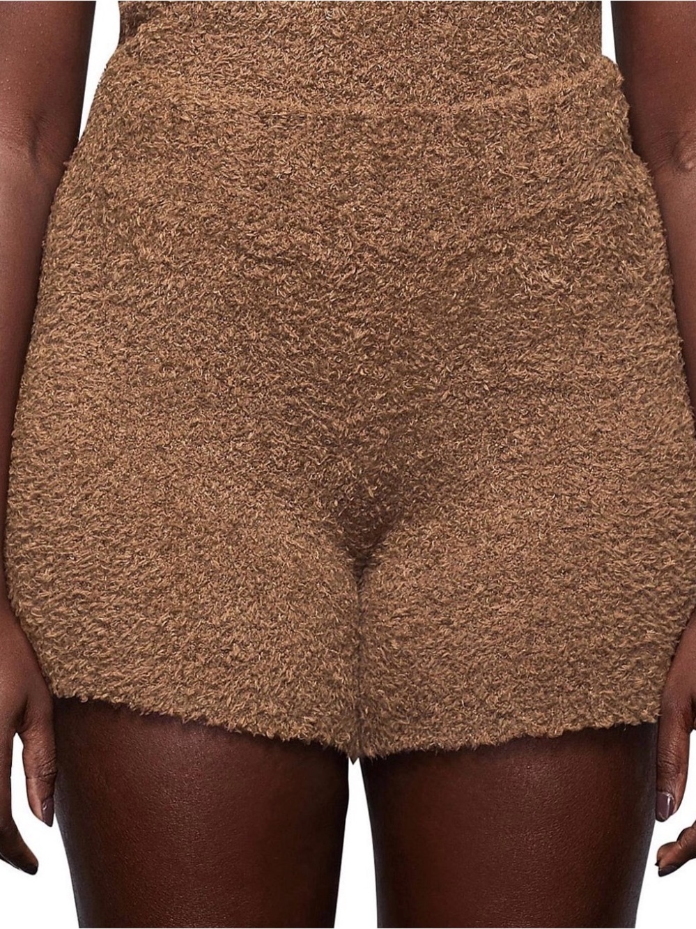 Skims Cozy Knit Teddy Lounge Shorts Camel XS